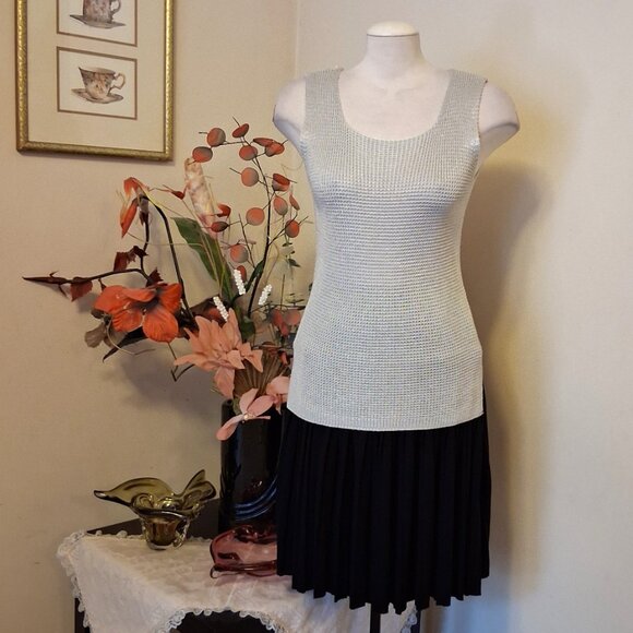 NEW Soft Stretch Cardigan Knit Silver Camisoles Tank Top Sleeveless Sweater Tops - Picture 7 of 12